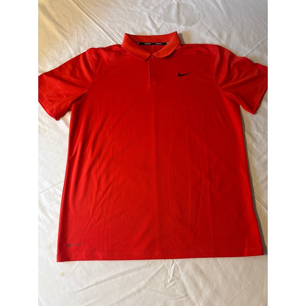 Nike Polo Shirt Mens XL  Red  Dri-FIT Golf Short Sleeve Swoosh